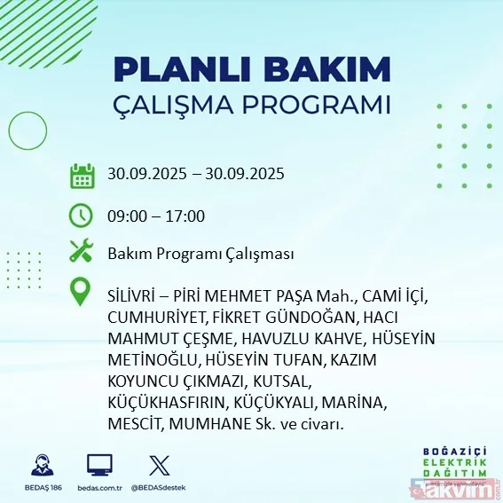 İstanbul’un 23 ilçesinde elektrikler kesilecek! 30 Eylül 2025 BEDAŞ kesinti listesi - 15