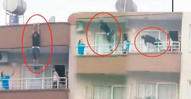 Mersin’de 5 katlı binanın çatısından sarkan bir kişi yürekleri ağza getirdi Yaşam haberleri