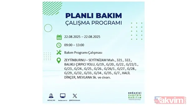 İstanbul'da 19 ilçede elektrik kesintisi! BEDAŞ İLÇE İLÇE listeledi: 22 Ağustos Cuma günü 8 saat yok - 2