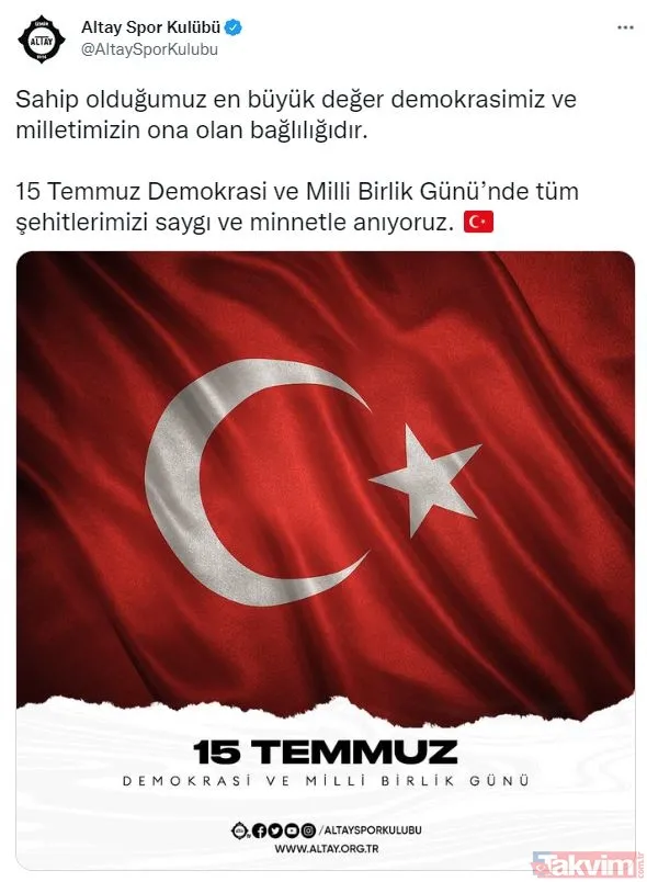 Türk futbolunun dev kulüplerinden 15 Temmuz paylaşımları... - 25