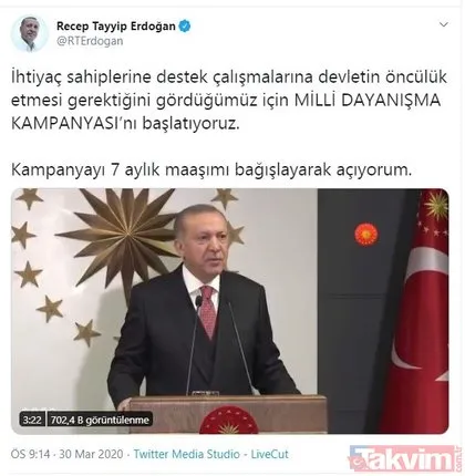Son dakika: Başkan Erdoğan ilk bağışı yapmıştı! Milli Dayanışma Kampanyası’na destek çığ gibi