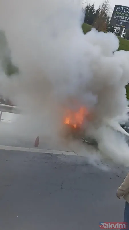 TEM'de korku dolu anlar! Minibüs alev alev yandı - 3