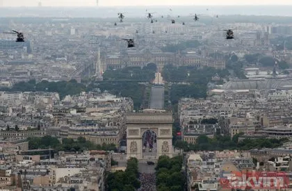 Fransa’da dikkat çeken görüntü! Onlarca helikopter aynı anda havalandı
