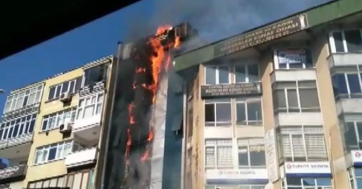 kartal da yangin 6 katli binanin dershane katindaki boyle yandi