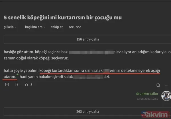 Ekşi Sözlük isimli lağım çukurunun kokuşmuş zihniyeti! 'Bir çocuğu mu kurtarırsınız yoksa bir köpeği mi?' sorusuna verilen cevaplar mide bulandırdı - 17
