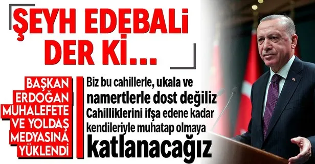 Başkan Erdoğan muhalefete ve yoldaş basınına Şeyh Edebali’yle vurdu: Cahilliklerini ifşa edene kadar kendileriyle muhatap olmaya katlanacağız