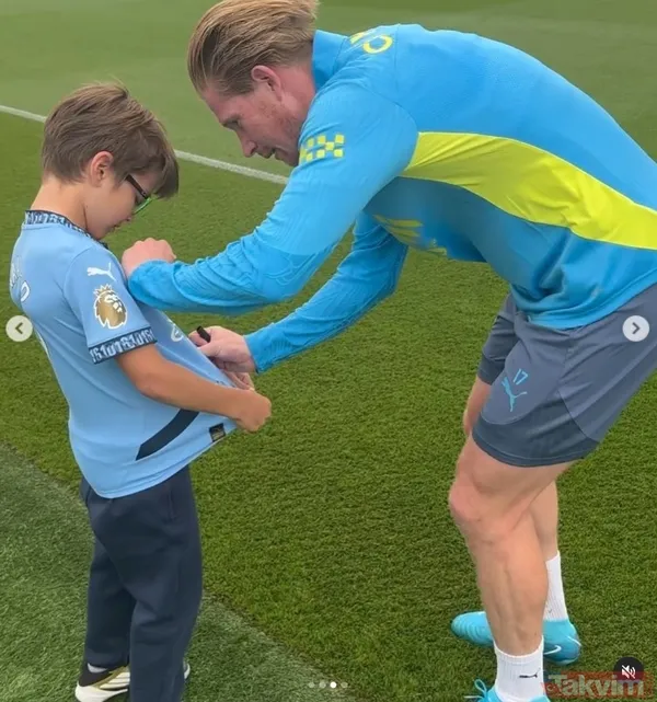 Engin Altan Düzyatan'ın oğluna bakın! Manchester City'in antrenmanını izlemeye gittiler - 9