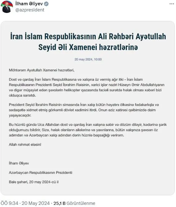 Reisi ve Abdullahiyan’ın ardından dünya liderlerinden taziye mesajları-3