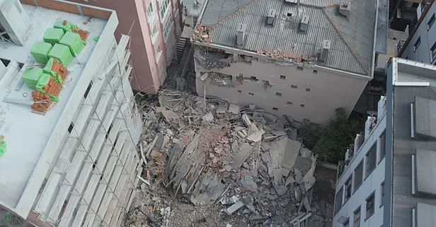 Küçükçekmece'de kentsel dönüşüm esnasında facianın eşiğinden dönüldü! Bina yıkım sırasında bitişikteki apartmanın üzerine çöktü