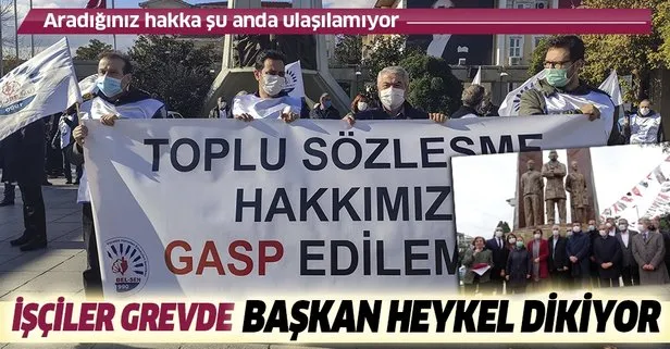 CHP’li Bakırköy Belediyesi’nde çalışan sendika üyelerinden toplu sözleşme protestosu