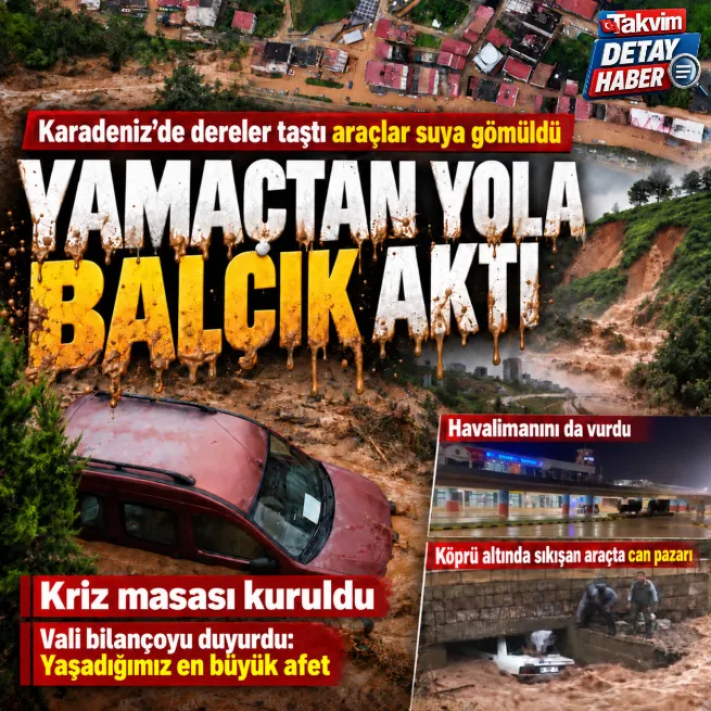 Karadeniz’de şiddetli yağış sele neden oldu... Yamaçlardan sahil yoluna balçık aktı