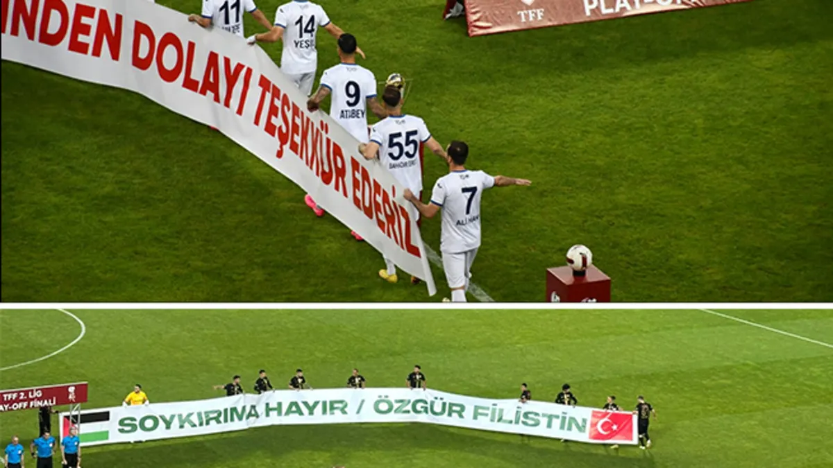 2. Lig final maçında Filistin'e destek