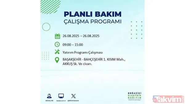 İstanbul'da elektrik kesintisi || 26 Ağustos Salı İstanbul'da elektrikler ne zaman gelecek? BEDAŞ ilçe ilçe saat verdi - 9
