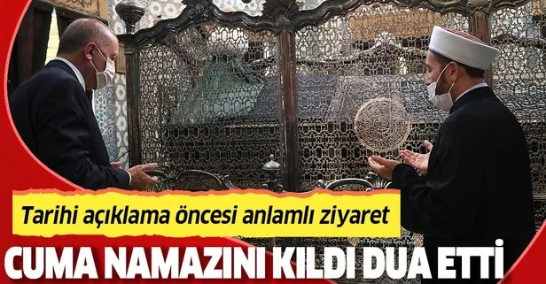 Son dakika: Başkan Erdoğan tarihi açıklama öncesi cuma namazını Eyüp Sultan Camisi’nde kıldı