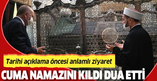 Son dakika: Başkan Erdoğan tarihi açıklama öncesi cuma namazını Eyüp Sultan Camisi'nde kıldı