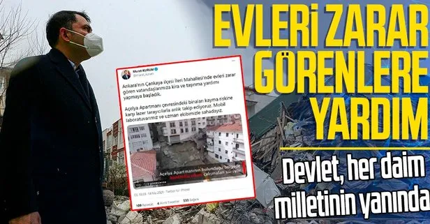 Çevre ve Şehircilik Bakanı Murat Kurum açıkladı: Çankaya’da evleri zarar gören vatandaşlara kira ve taşınma yardımı başladı