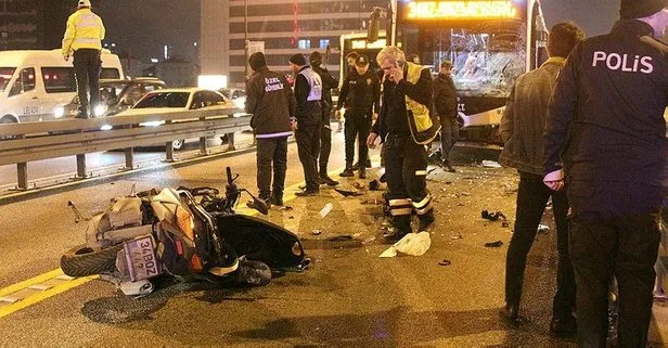 Mecidiyeköy’de feci kaza! Metrobüsle motosiklet çarpıştı! O anlar kamerada...