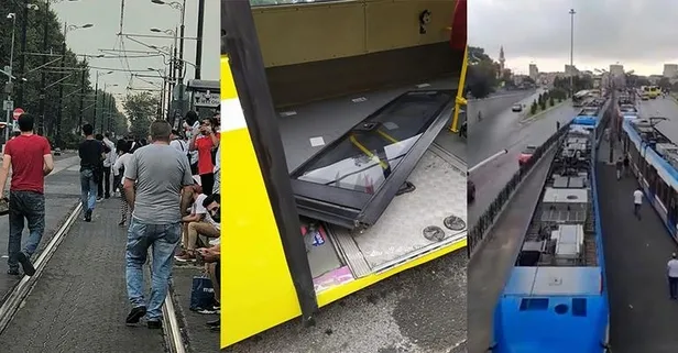 İstanbul'da ulaşım kabusu: Önce tramvay bozuldu sonra otobüsün kapısı düştü!
