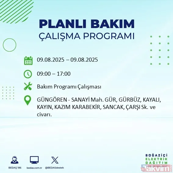 İstanbul'da hafta sonu (9 Ağustos) elektrik kesintisi var mı? BEDAŞ ilçe ilçe saat verdi - 14