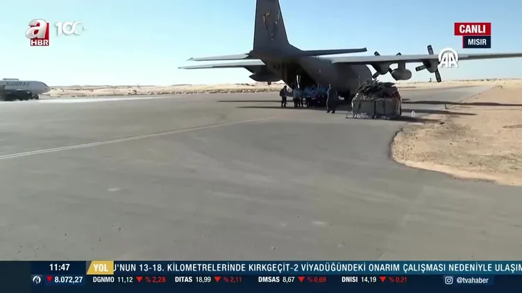 Gazze'ye yardım taşıyan uçak Mısır'da