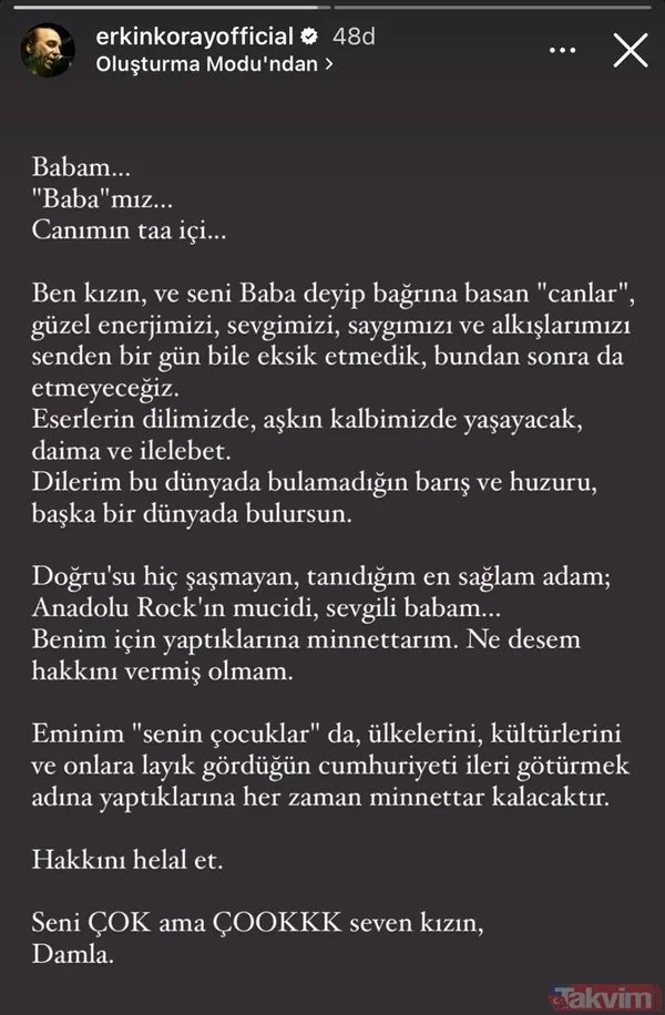 Erkin Koray’dan kahreden haber | Rock müziğinin efsane ismi hayatını kaybetti! Başkan Erdoğan'dan taziye mesajı - 6