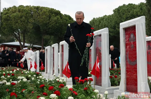 Şehitlere vefa... Başkan Erdoğan, Çanakkale'de şehitliklere karanfil bıraktı - 21