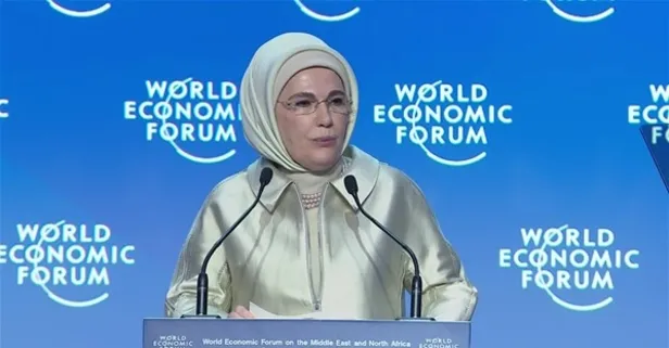 Emine Erdoğan, Dünya Ekonomik Forumu'nda konuştu: Naylon poşet kullanımı yüzde 70 oranında azaldı