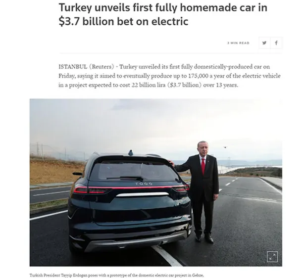 Yerli otomobil dünya basınında: Erdoğan, Tesla'ya meydan okuyor-1