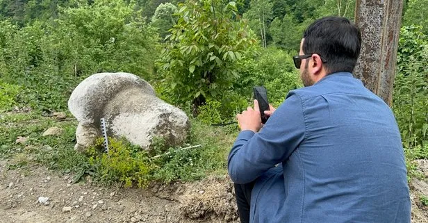 Bartın’da heyelan sonrası yol çalışmasında Roma döneminden kalma ’Phallos’ bereket objesi bulundu