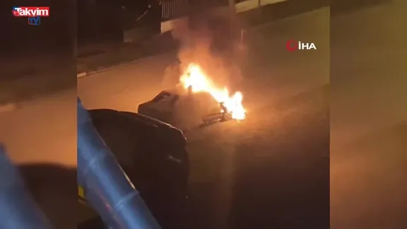 Bolu’da otomobil alev alev yandı