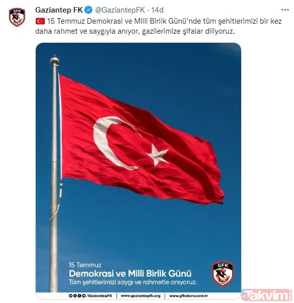 Türk futbolunun dev kulüplerinden 15 Temmuz paylaşımları... - 14
