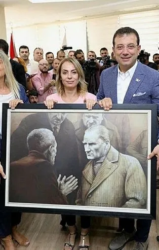 CHP'li Ekrem İmamoğlu'ndan Atatürk'e büyük saygısızlık! Atatürk'ün portresini teröristlere hediye etti...