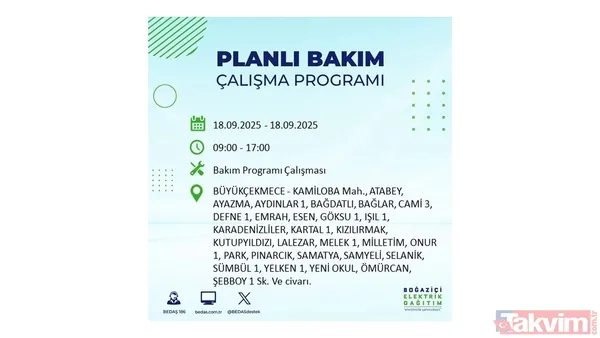 🔴18 Eylül Perşembe Günü Elektrik Kesintisi Yaşanacak İlçeler