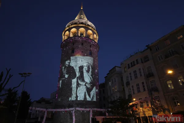 Anneler Günü, Galata Kulesi'ne yansıtılan fotoğraflarla kutlandı! Mustafa Kemal Atatürk ve Başkan Erdoğan... - 7