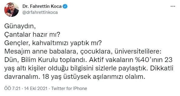 saglik-bakani-fahrettin-kocadan-genclere-asi-cagrisi-1634190022480.jpg Sağlık Bakanı Fahrettin Koca'dan gençlere aşı çağrısı-1
