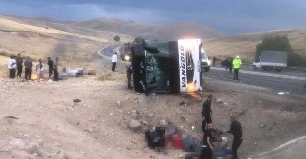 Sivas’ta yolcu otobüsü yan yattı
