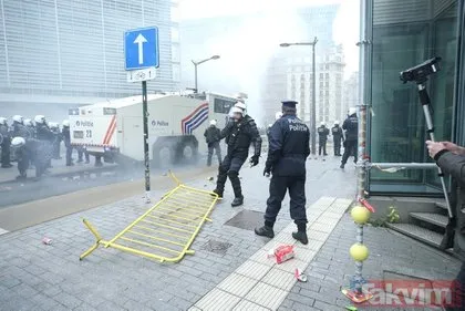 Brüksel’de göç karşıtı gruba polis müdahalesi