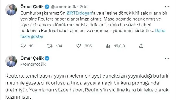 AK Parti'den Başkan Erdoğan ve ailesini hedef alan Reuters'a sert tepki-2