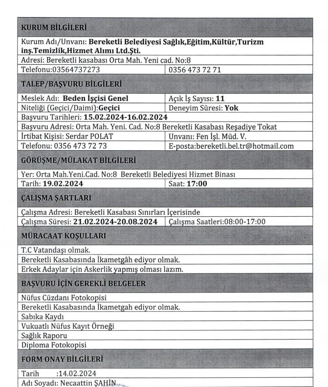 Kamu kurumuna KPSS şartsız 08.00 ila 17.00 arasında çalışacak personeller aranıyor-6