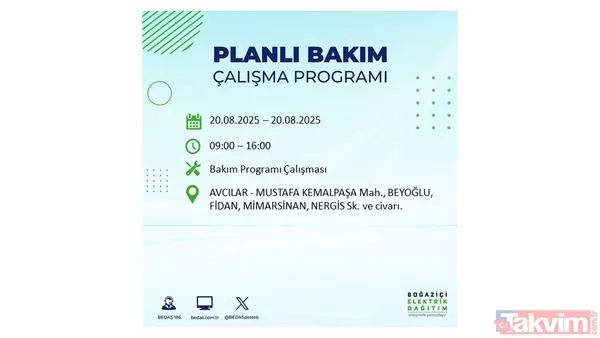 ⚫20 Ağustos 2025 İstanbul'da Elektrik Kesintisi Yaşanacak İlçe Ve Mahalleler