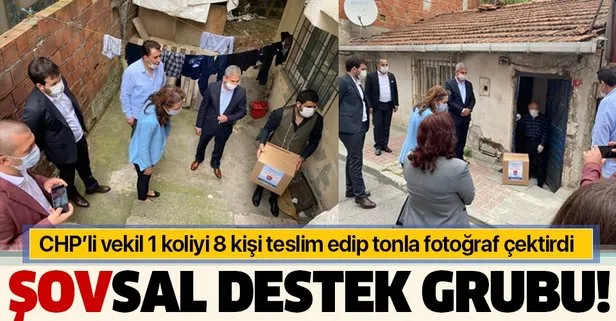 CHP İstanbul Milletvekili Gamze Akkuş İlgezdi ve beraberindekilerden oluşan heyet, yardım dağıtımını şova çevirdi