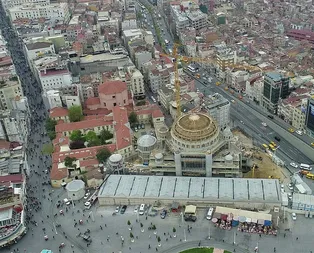 Taksim Camii inşaatında son durum havadan görüntülendi