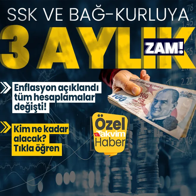 EMEKLİYE 3 AYLIK ZAM | Enflasyon açıklandı maaş hesapları değişti! Kim ne kadar alacak? İşte SSK ve Bağ-Kurlunun yeni maaşları