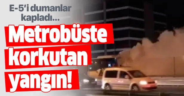 Son dakika: Küçükçekmece Cennet Mahallesi'nde Metrobüs'te yangın!