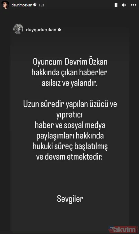 Devrim Özkan yaptığı paylaşımda şu ifadelere yer verdi;