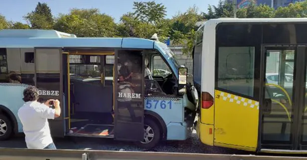 Son dakika: Kadıköy'de yolcu minibüsüyle İETT otobüsü çarpıştı:4 yaralı