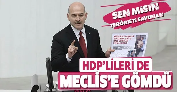 İçişleri Bakanı Süleyman Soylu, PKK’lı teröristleri ve Kemal Kurkut’u savunan HDP’lileri Meclis’te rezil etti