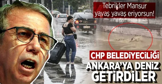 Ankara’da sağanak yağış etkili olmaya oldu! Caddeleri ve evleri su bastı! Mansur Yavaş nerede?
