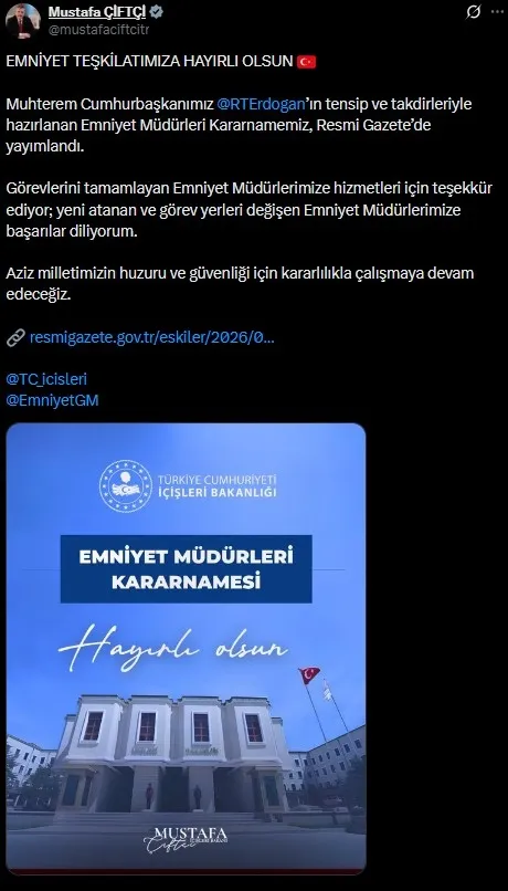Resmî Gazete'de yayımlandı: Emniyet teşkilatında kapsamlı görev değişimi!-2