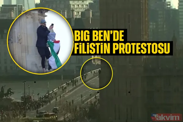 Filistin yanlısı protestocu Big Ben’e tırmandı Londra ayağa kalktı! Westminster Köprüsü kapatıldı - 1
